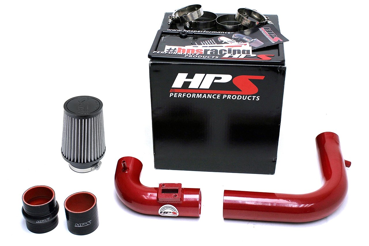 HPS Cold Air Intake Kit 2015-2018 Honda Fit 1.5L Manual Trans., Converts to Shortram, Red