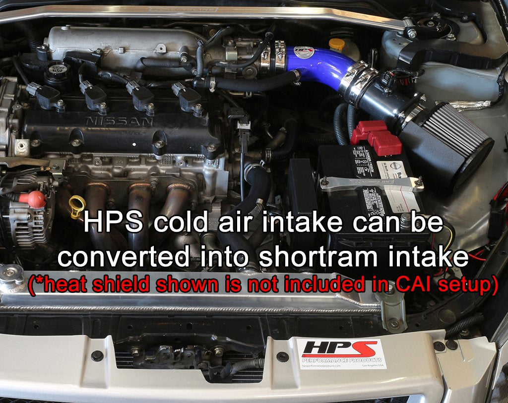 HPS Cold Air Intake Kit 2002-2006 Nissan Altima 2.5L 4Cyl, Converts to Shortram, Blue