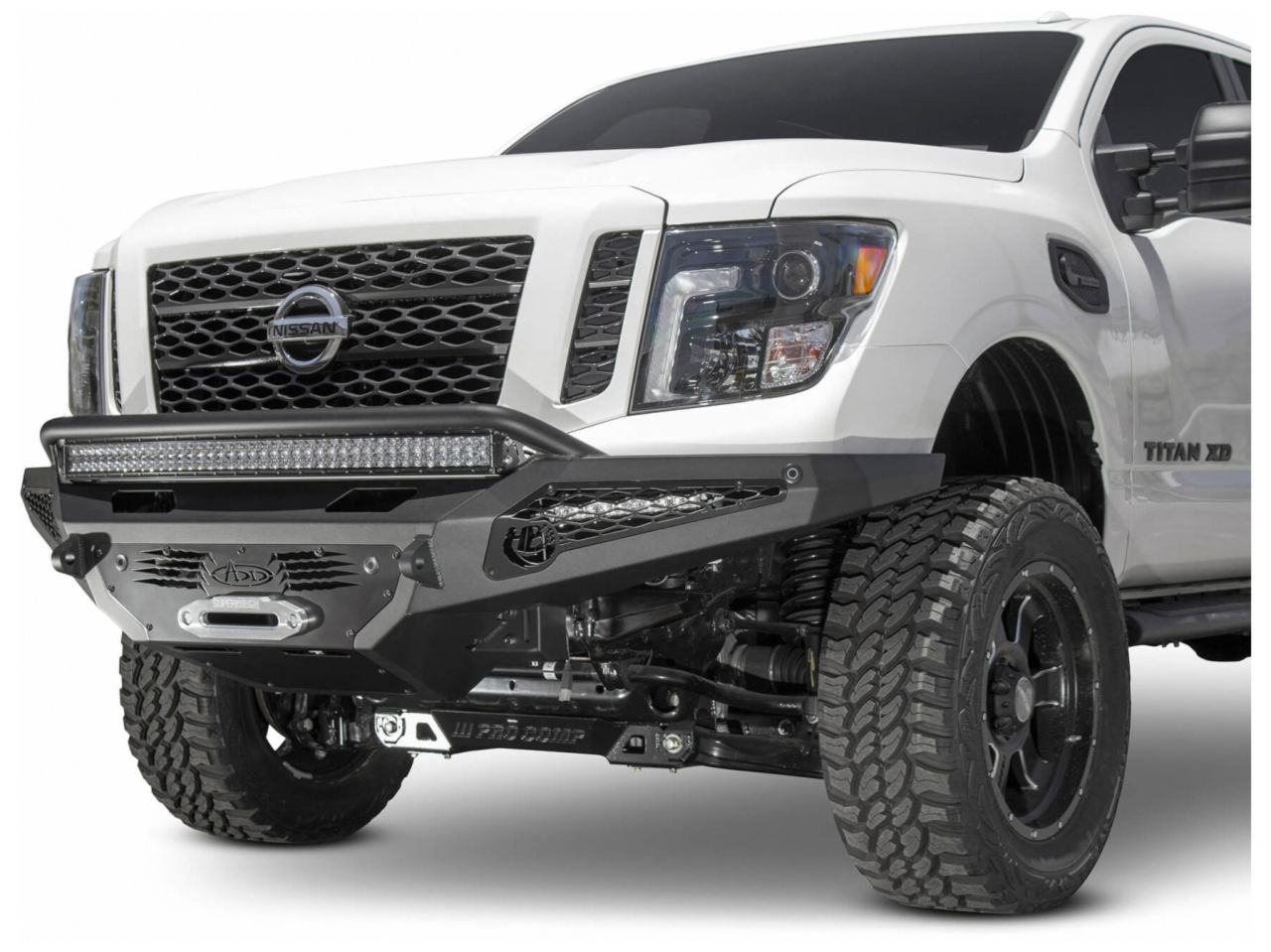 Addictive Desert Designs 2016-Up Nissan Titan XD HoneyBadger Winch Front Bumper w/Sensors