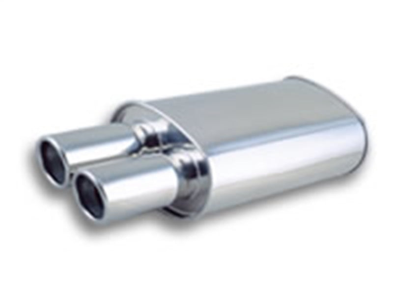 Vibrant STREETPOWER Oval Muffler w/ Dual 3.5" Round Angle Cut Tips (3" inlet)