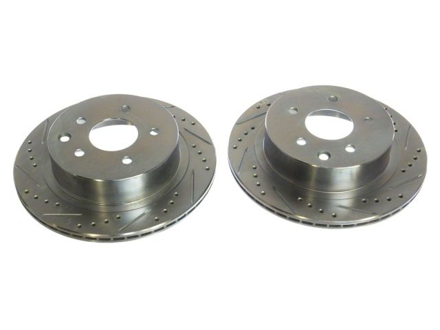 P2M Slotted - Drilled Rear Brake Rotors (Pair) 2003-2005 Nissan Z33