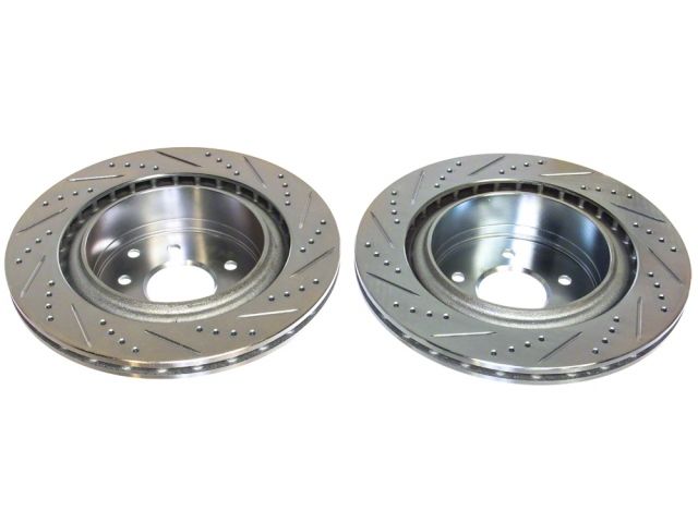 P2M Slotted - Drilled Rear Brake Rotors (Pair) - 2003-2008 Nissan Z33