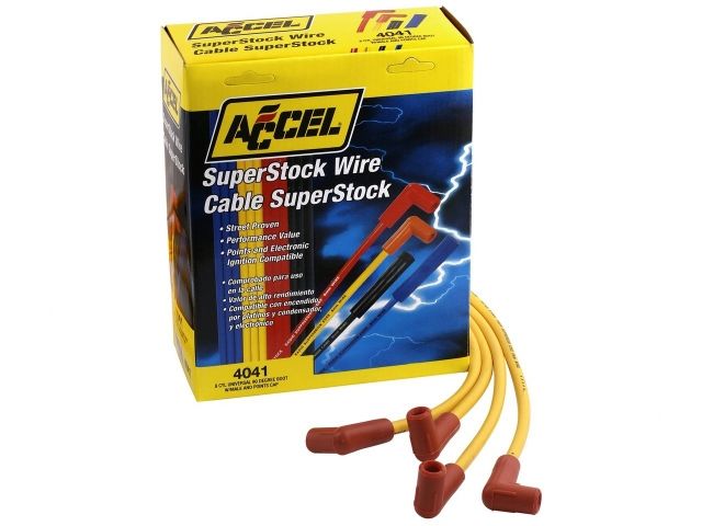 Accel Spark Plug Wire Set - 8mm - Yellow with Orange 90 Deg Boots