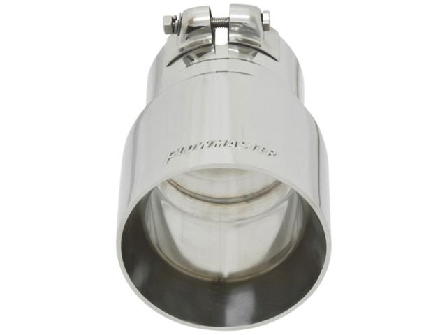 Flowmaster Exhaust Tip, Logo Embossed Polished Stainless, Double Wall, Angle Cut,