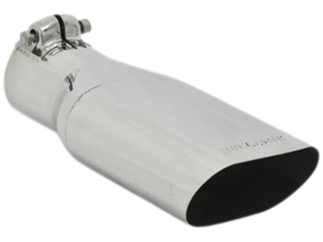 Flowmaster Exhaust Tip, Logo Embossed, Polished Stainless, Single Wall, Angle Cut