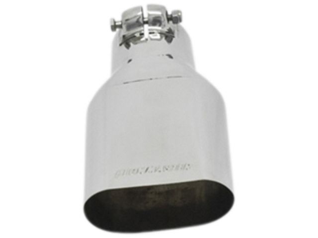 Flowmaster Exhaust Tip, Logo Embossed, Polished Stainless, Single Wall, Angle Cut