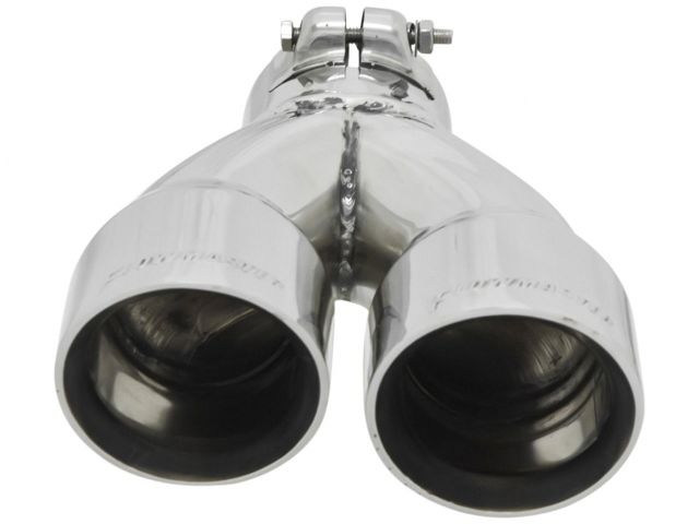 Flowmaster Exhaust Tip, Logo Embossed, Polished Stainless, Double Wall, Dual Angl