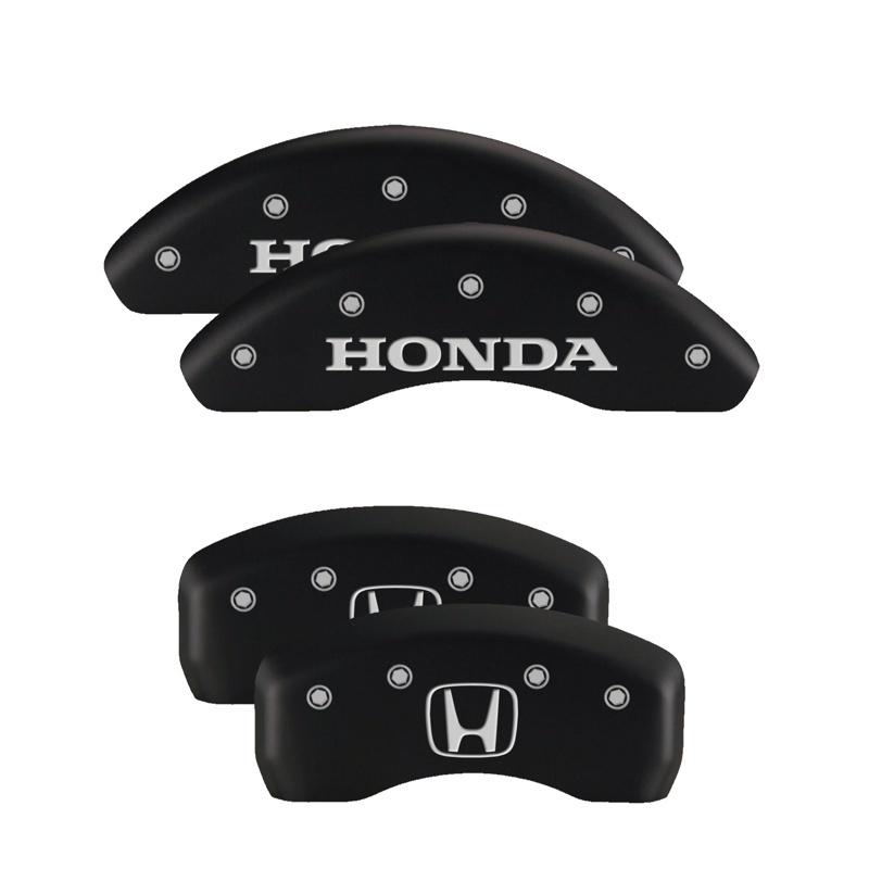 MGP 4 Caliper Covers Engraved Front Honda Rear H Logo Black Finish Silver Char 2018 Honda Accord 20224SHOHMB Main Image