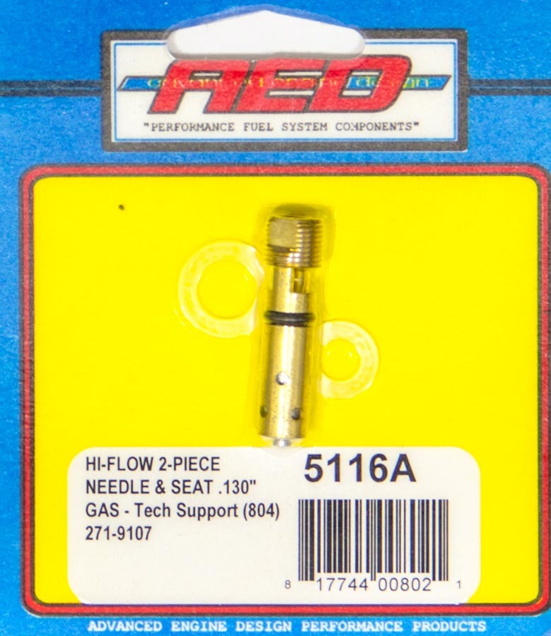 Advanced Engine Design .130 Bottom Feed Hi-Flow Needle & Seat - Each AED5116A