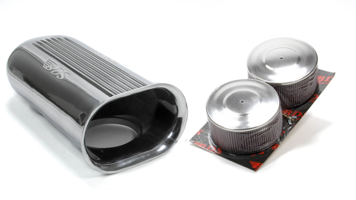 Blower Drive Service Polished Aluminum Dual Carb Scoop w/Air Filters BDSSC-9001