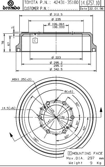brembo brake drum  frsport 14.6757.10