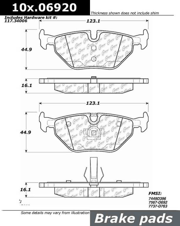 Centric Parts Original Equipment Formula Brake Pads with Hardware top view frsport 100.06920