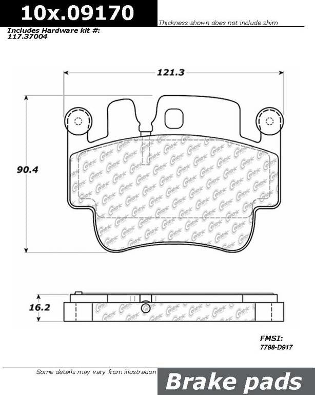 Centric Parts Original Equipment Formula Brake Pads with Hardware top view frsport 100.09170