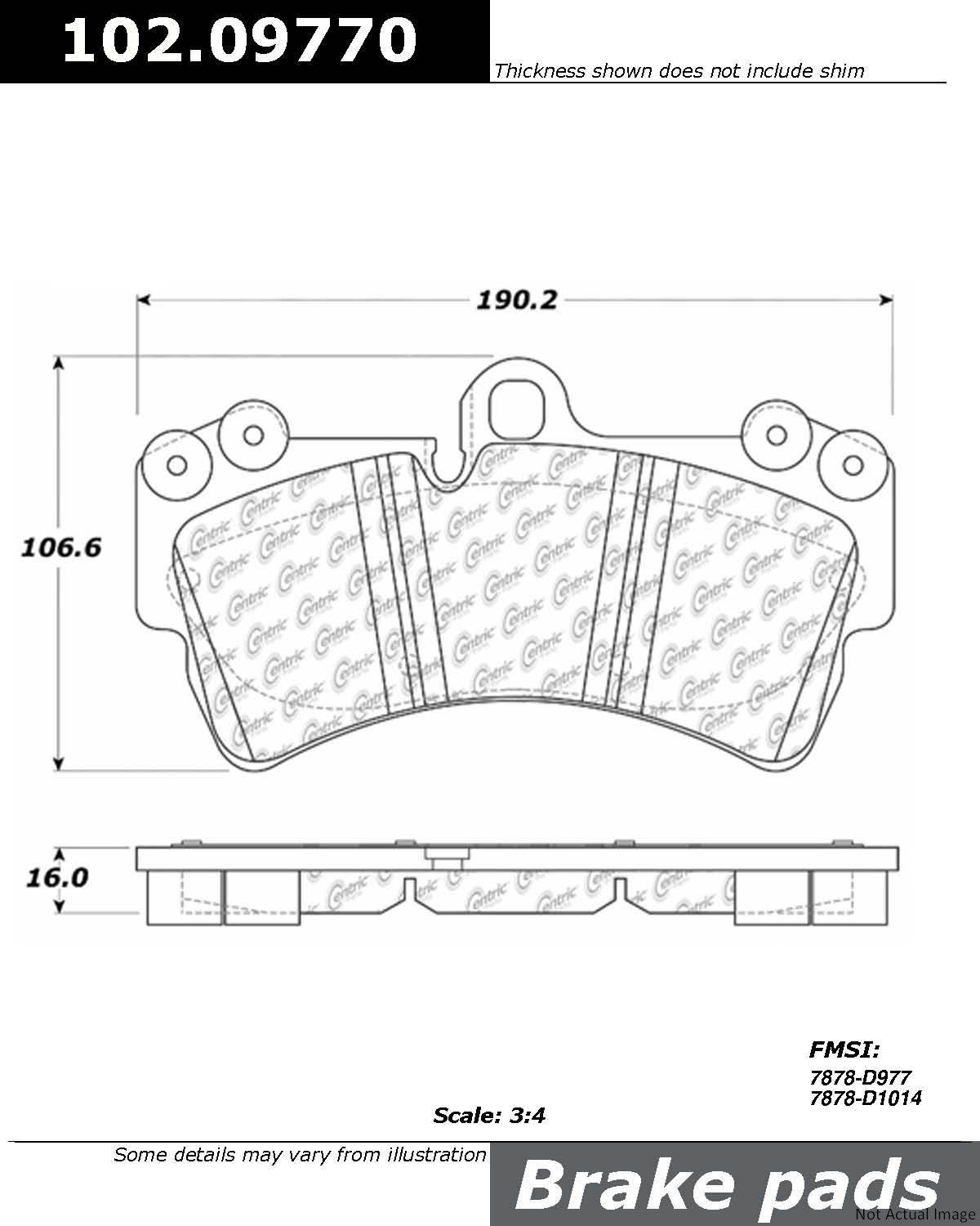 C-Tek Semi-Metallic Brake Pads with Shims top view frsport 102.09770