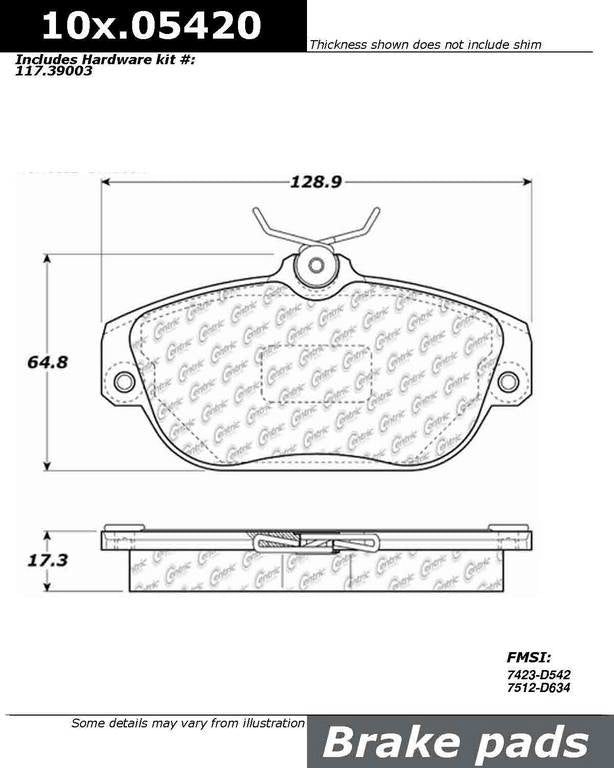 C-Tek Ceramic Brake Pads with Shims top view frsport 103.05420