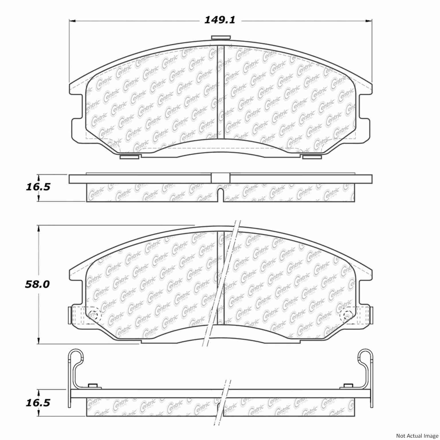 C-Tek Ceramic Brake Pads with Shims top view frsport 103.09030
