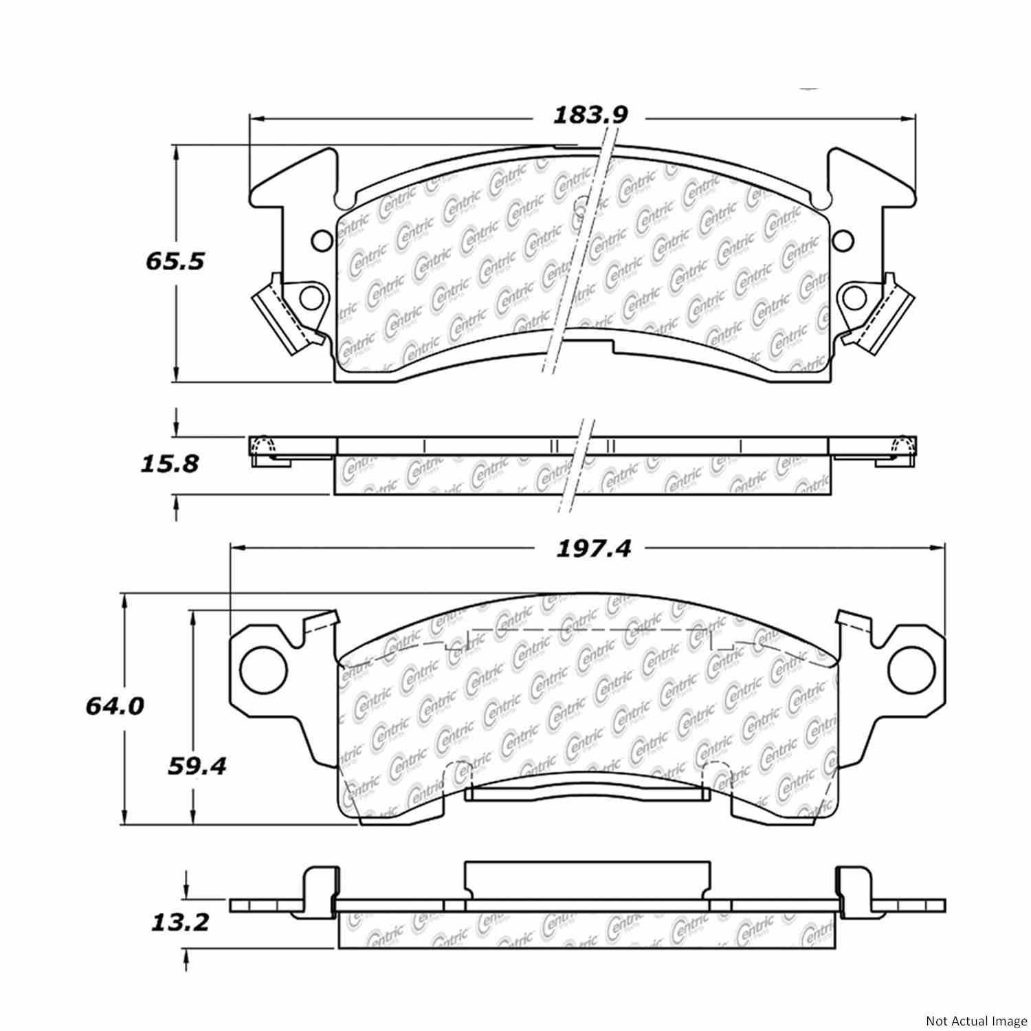 Posi Quiet Semi-Metallic Brake Pads with Hardware top view frsport 104.00520