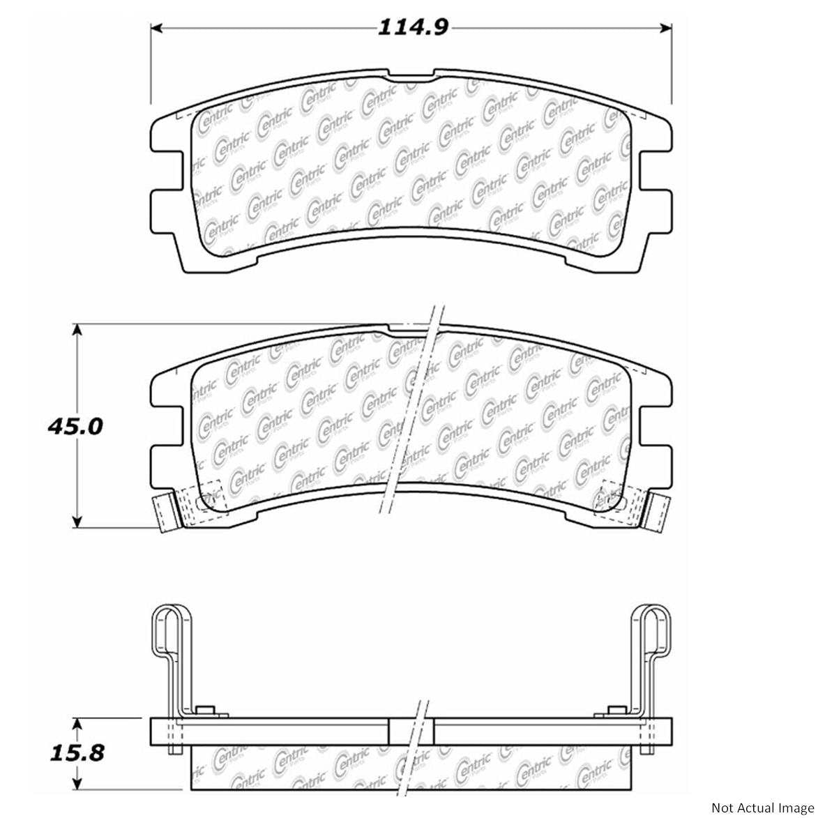 Posi Quiet Extended Wear Brake Pads with Hardware top view frsport 106.04010