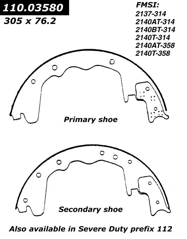 centric parts premium brake shoes frsport 111.03580