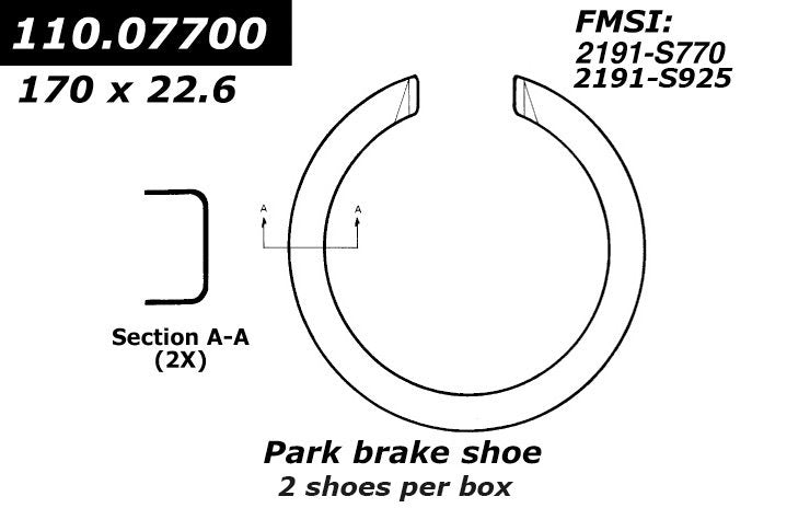 centric parts premium parking brake shoes frsport 111.07700