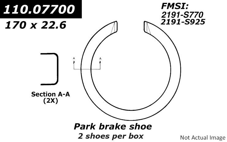 StopTech Premium Parking Brake Shoes top view frsport 111.07700