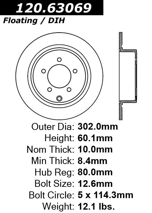 centric parts premium brake rotor frsport 120.63069