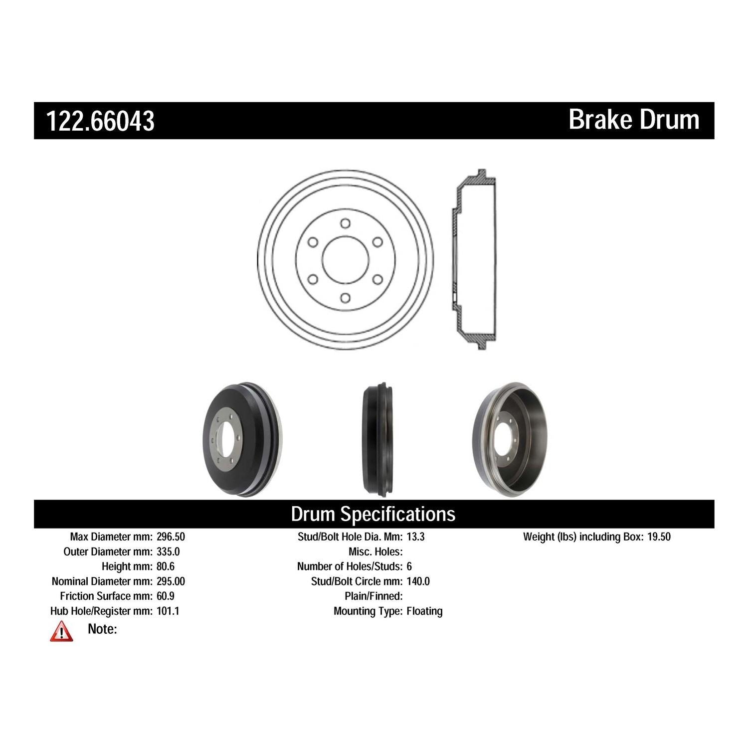 centric parts premium brake drum frsport 122.66043