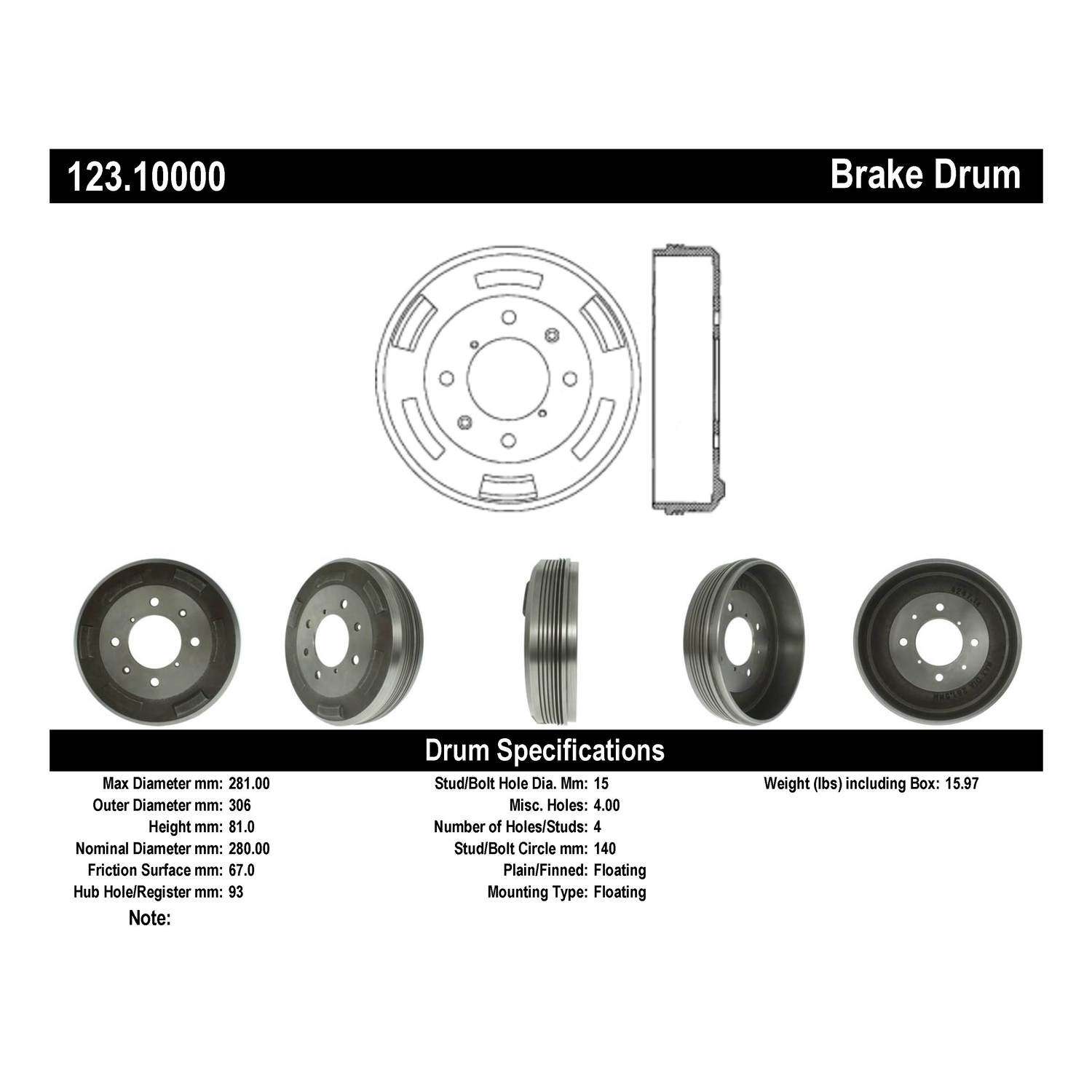c-tek standard brake drum frsport 123.10000