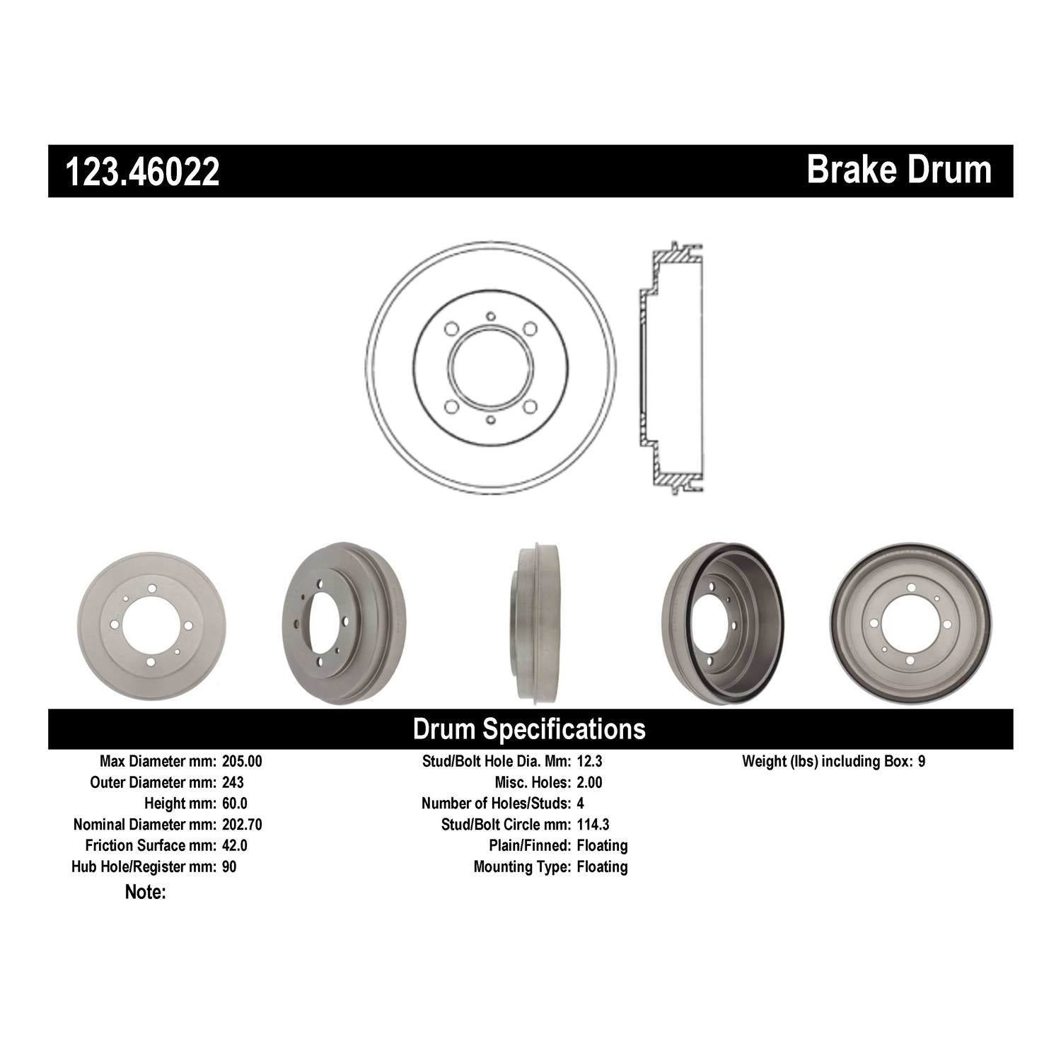 c-tek standard brake drum frsport 123.46022