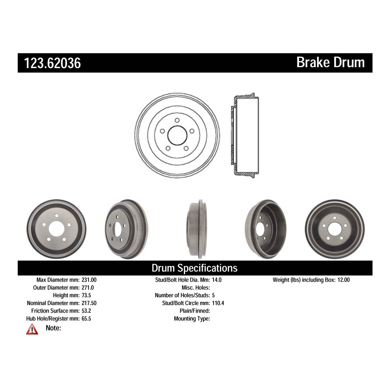 c-tek standard brake drum frsport 123.62036