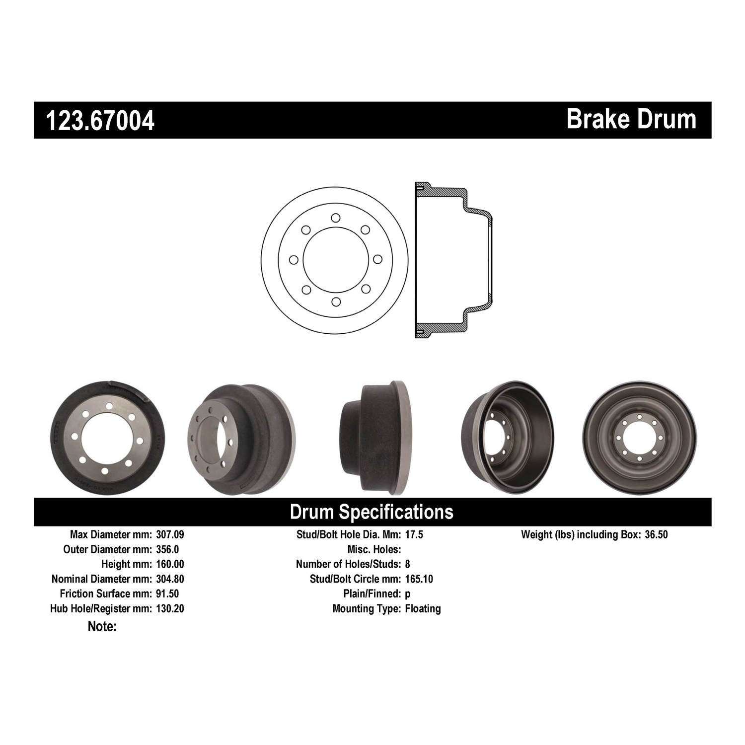 c-tek standard brake drum frsport 123.67004