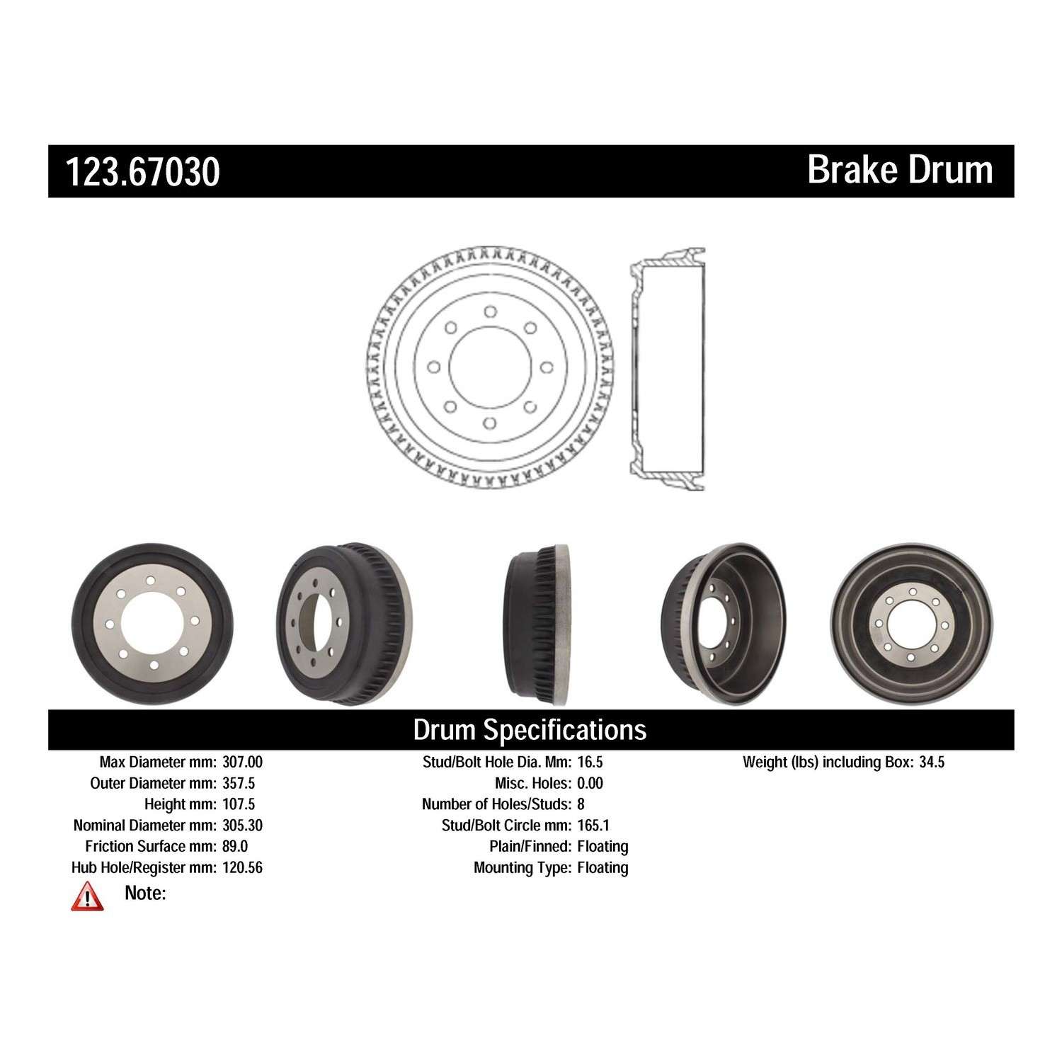c-tek standard brake drum frsport 123.67030