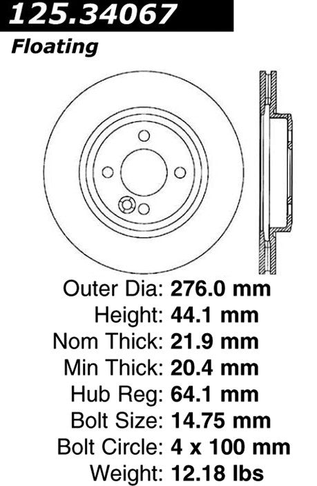 centric parts premium high carbon alloy brake rotor frsport 125.34067