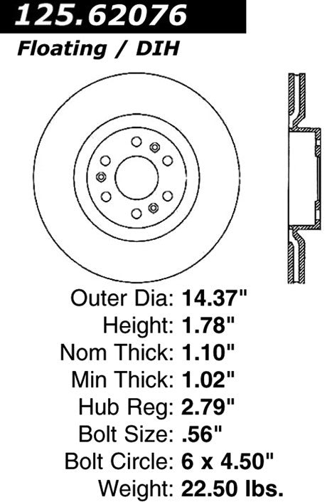 centric parts premium high carbon alloy brake rotor frsport 125.62076