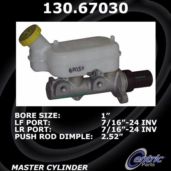 Centric Parts Premium Brake Master Cylinder top view frsport 130.67030