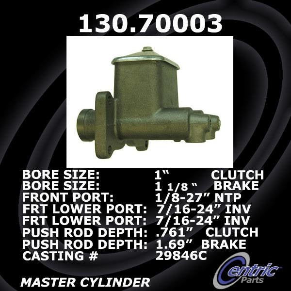 Centric Parts Premium Brake Master Cylinder top view frsport 130.70003