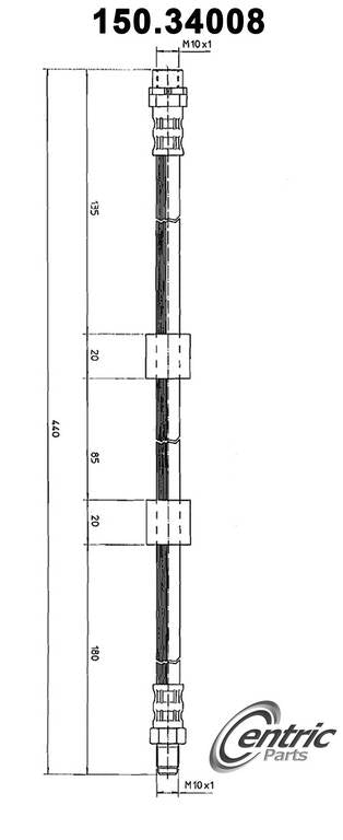 Centric Parts Brake Hose top view frsport 150.34008