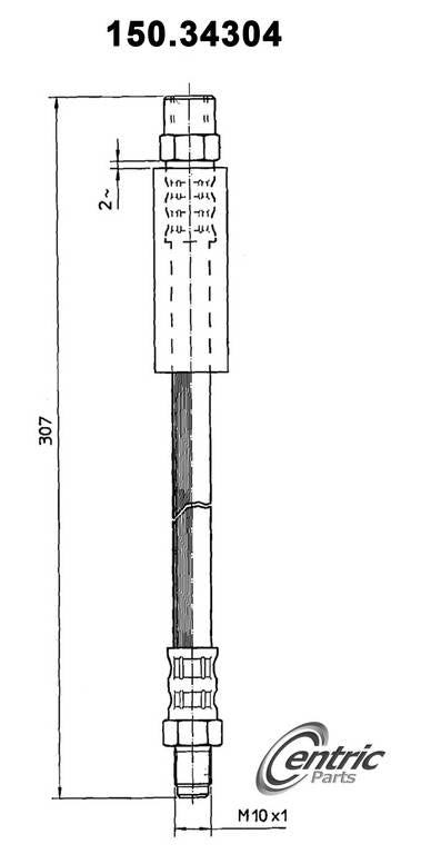 Centric Parts Brake Hose top view frsport 150.34304