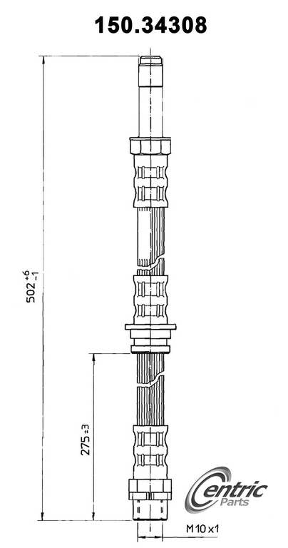 Centric Parts Brake Hose top view frsport 150.34308