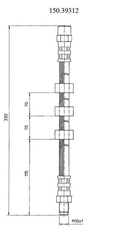 Centric Parts Brake Hose top view frsport 150.39312