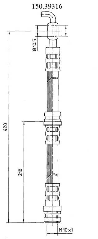 Centric Parts Brake Hose top view frsport 150.39316