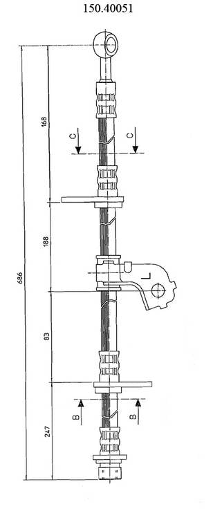 Centric Parts Brake Hose top view frsport 150.40051