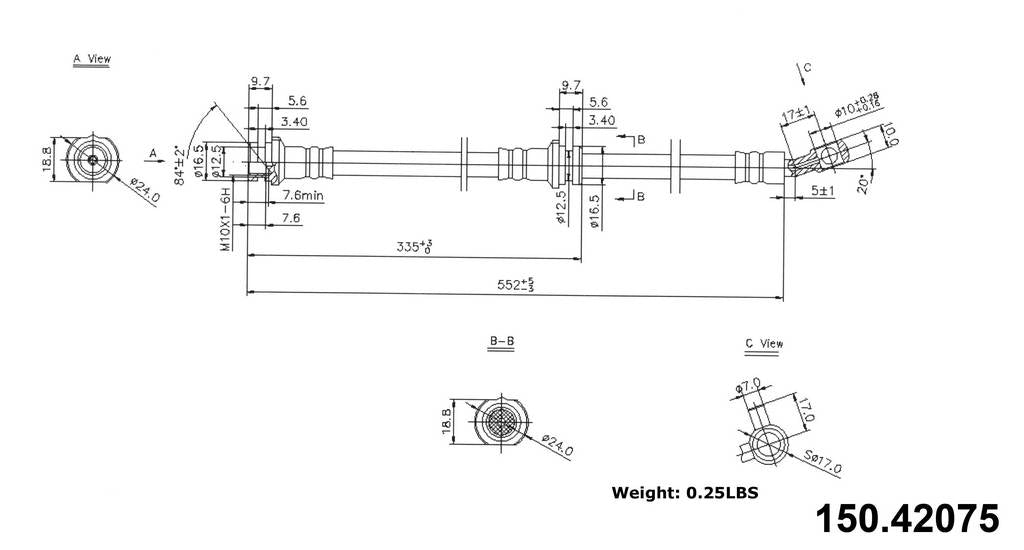 Centric Parts Brake Hose top view frsport 150.42075