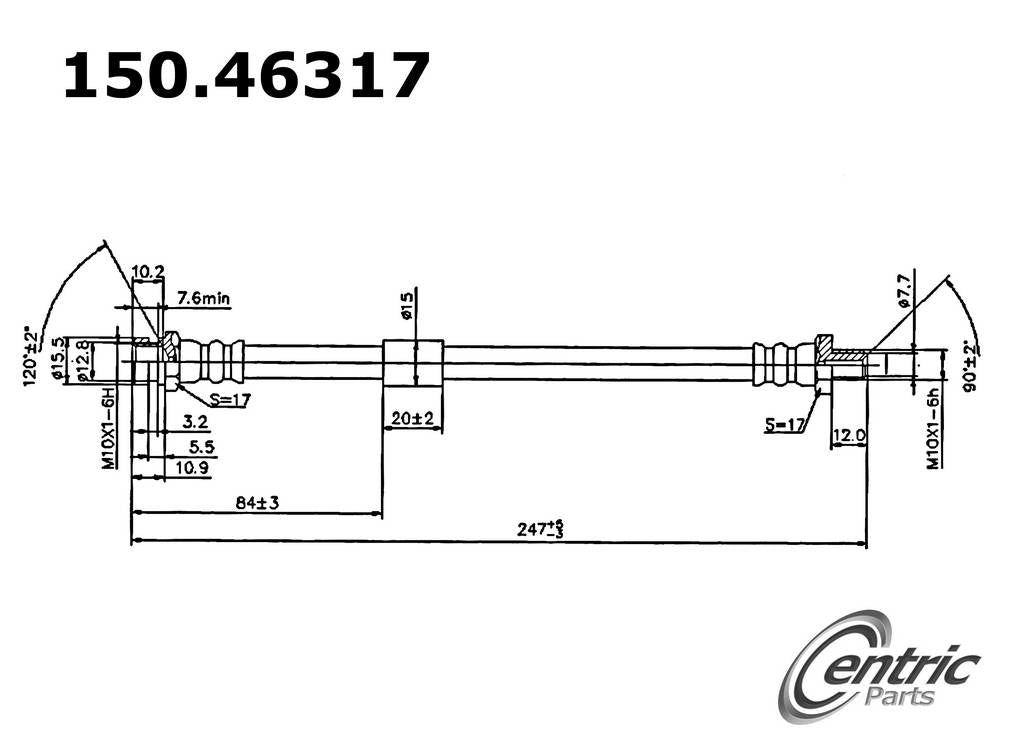 Centric Parts Brake Hose  top view frsport 150.46317