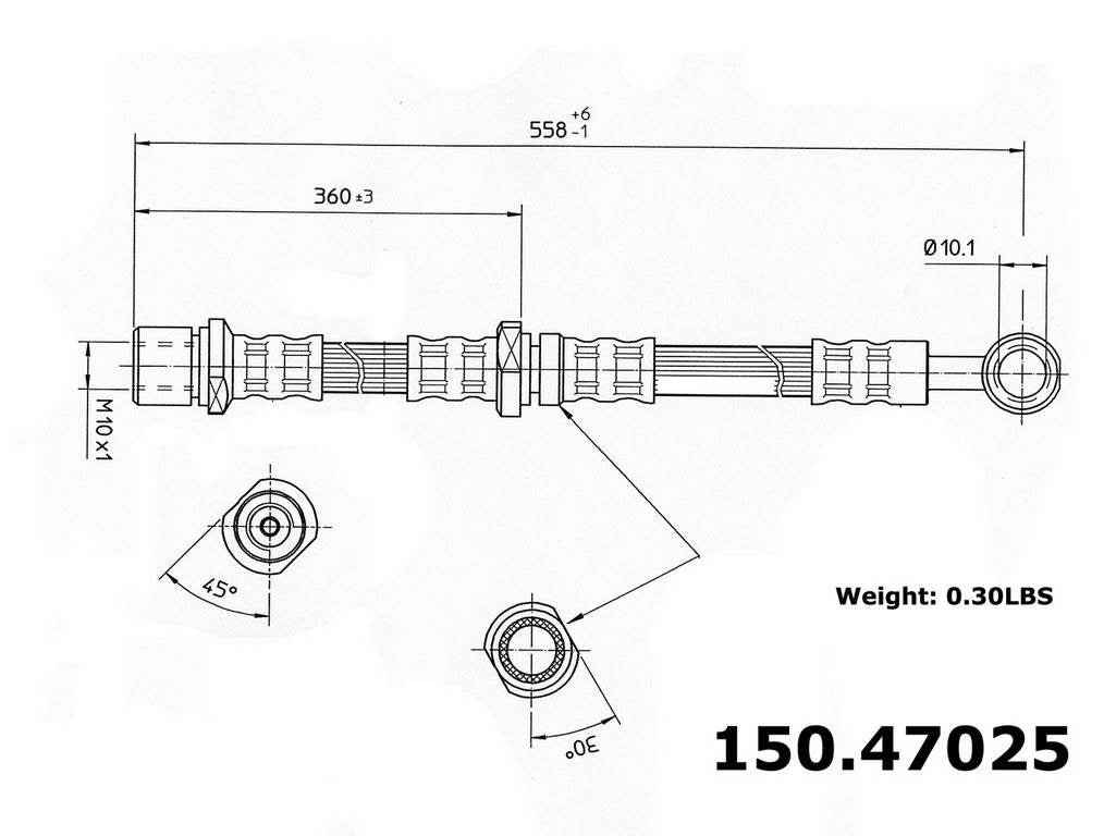 Centric Parts Brake Hose top view frsport 150.47025