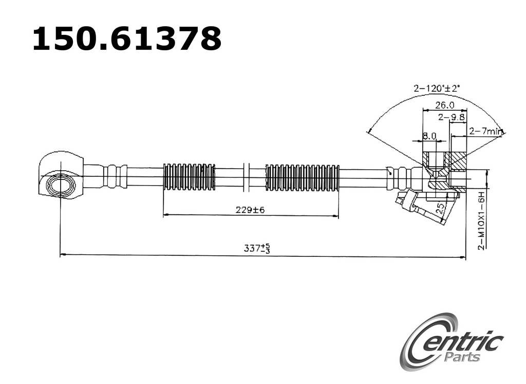 Centric Parts Brake Hose top view frsport 150.61378
