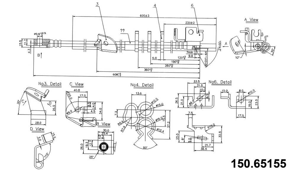 Centric Parts Brake Hose top view frsport 150.65155