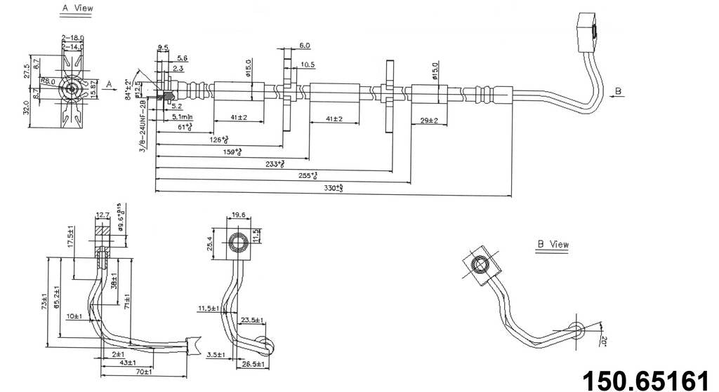 Centric Parts Brake Hose top view frsport 150.65161