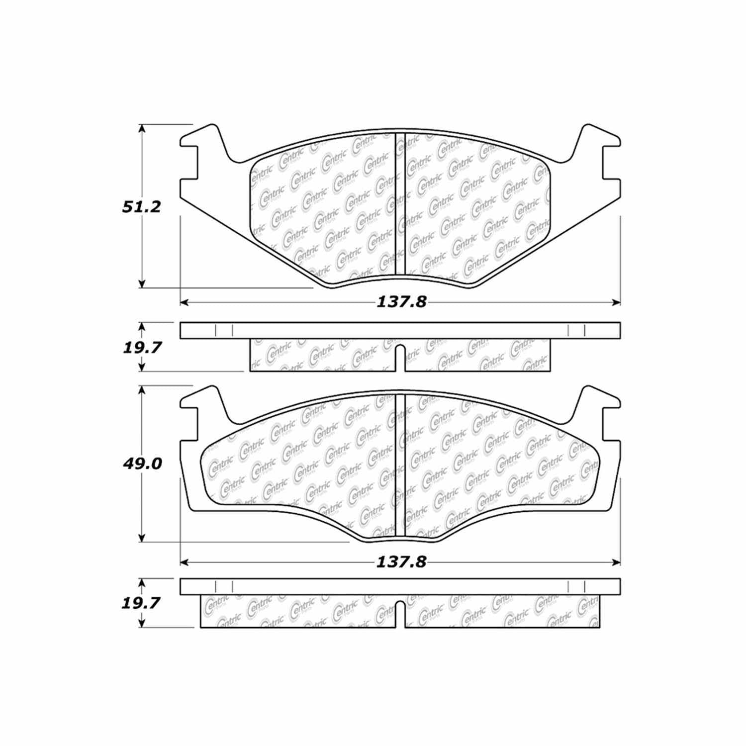 centric parts premium semi-metallic brake pads with shims and hardware frsport 300.02800