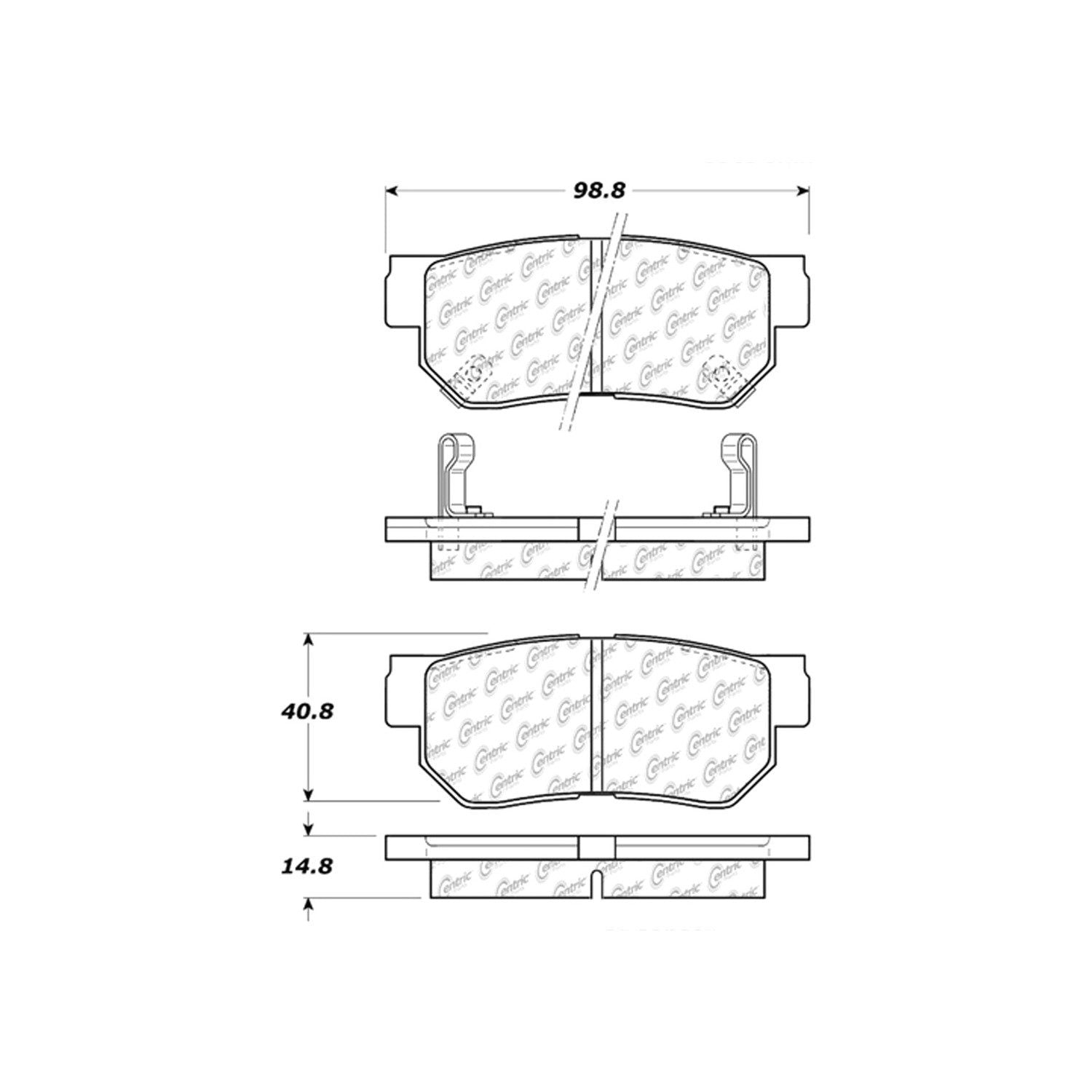 centric parts premium semi-metallic brake pads with shims and hardware frsport 300.08130